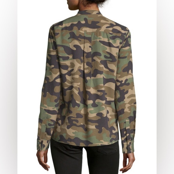 BCBGMaxAzria Anderson Camouflage-Print Silk Shirt - Picture 2 of 8